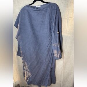 Linen Made In Italy Indigo Cardigan • Relaxed Coastal Oversized Lagenlook Wrap